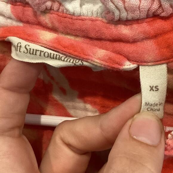 Soft Surroundings Womens Gauzy Dress XS Extra Small Beach Coverup Button Up Pink - Picture 3 of 12